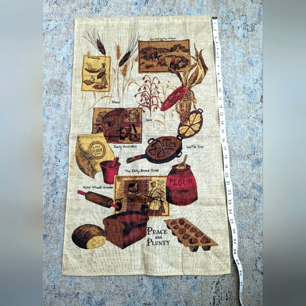 Vintage Kitchen Tea Towel with Rustic Print
